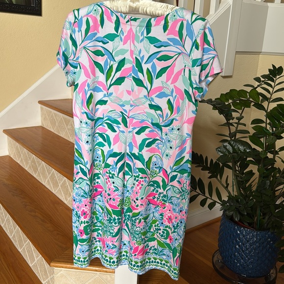 Lilly Pulitzer UPF 50+ Sophiletta Short Sleeve Dress, Water Lilly Green Leaf Me - Picture 6 of 14